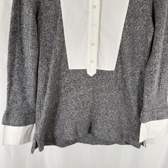 J. Crew Sweater Women's Small White Grey 1/4 Button Long Sleeve - Picture 3 of 11